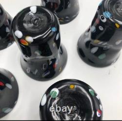 Set of 6 Hand-Blown Murano Glass Tumblers Multicolor With Certificate