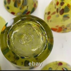 Set of 6 Hand-Blown Murano Glass Tumblers Multicolor With Certificate
