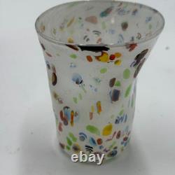 Set of 6 Hand-Blown Murano Glass Tumblers Multicolor With Certificate