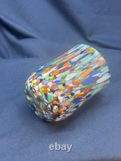 Set of 6 Murano Glass Tumblers Hand Blown Colorful Drinking Water Glasses Italy