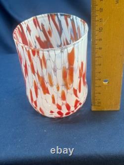 Set of 6 Murano Glass Tumblers Hand Blown Colorful Drinking Water Glasses Italy
