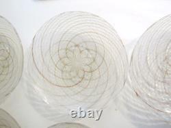 Set of 6 Venetian Murano Art Glass Dessert Plates Hand Blown Gold White Lattice