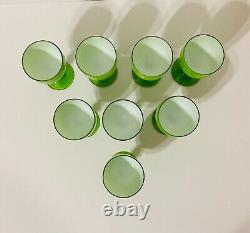 Set of 8 Vintage Carlo Moretti Bright Green Italian Cased Wine Glasses/Goblets
