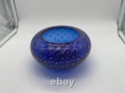 Signed ARS Cenedese Murano Cobalt Blue & Gold Fleck Hand Blown Glass Bowl
