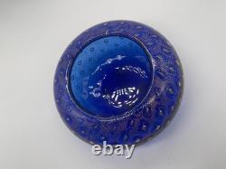 Signed ARS Cenedese Murano Cobalt Blue & Gold Fleck Hand Blown Glass Bowl