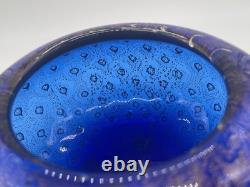 Signed ARS Cenedese Murano Cobalt Blue & Gold Fleck Hand Blown Glass Bowl