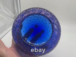 Signed ARS Cenedese Murano Cobalt Blue & Gold Fleck Hand Blown Glass Bowl