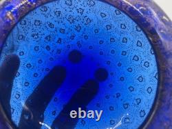 Signed ARS Cenedese Murano Cobalt Blue & Gold Fleck Hand Blown Glass Bowl