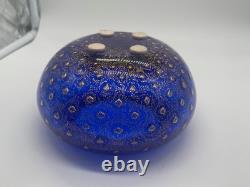 Signed ARS Cenedese Murano Cobalt Blue & Gold Fleck Hand Blown Glass Bowl