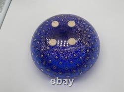 Signed ARS Cenedese Murano Cobalt Blue & Gold Fleck Hand Blown Glass Bowl