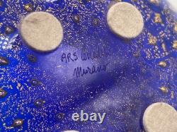 Signed ARS Cenedese Murano Cobalt Blue & Gold Fleck Hand Blown Glass Bowl