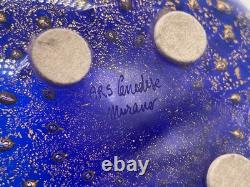 Signed ARS Cenedese Murano Cobalt Blue & Gold Fleck Hand Blown Glass Bowl