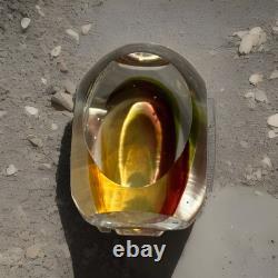 Signed Alessandro Moretti Murano/Pilgrim Sommerso Art Glass Paperweight 2.5Vase