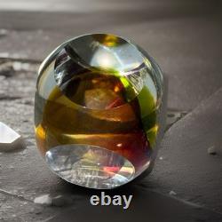 Signed Alessandro Moretti Murano/Pilgrim Sommerso Art Glass Paperweight 2.5Vase