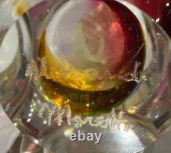 Signed Alessandro Moretti Murano/Pilgrim Sommerso Art Glass Paperweight 2.5Vase