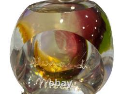 Signed Alessandro Moretti Murano/Pilgrim Sommerso Art Glass Paperweight 2.5Vase