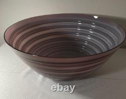Signed Barbini Murano Italy Amethyst Art Glass Centerpiece Bowl 18 Hand Blown