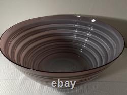 Signed Barbini Murano Italy Amethyst Art Glass Centerpiece Bowl 18 Hand Blown