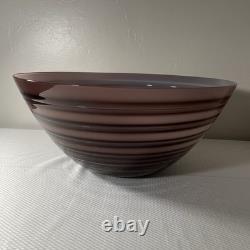 Signed Barbini Murano Italy Amethyst Art Glass Centerpiece Bowl 18 Hand Blown