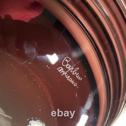 Signed Barbini Murano Italy Amethyst Art Glass Centerpiece Bowl 18 Hand Blown