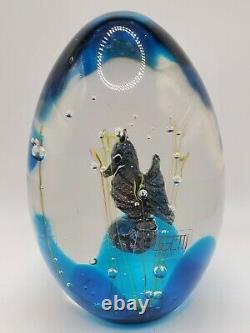 Signed Elio Raffaeli Oggetti Murano Gold Fleck Seahorse Aquarium Art Glass 5