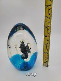 Signed Elio Raffaeli Oggetti Murano Gold Fleck Seahorse Aquarium Art Glass 5