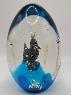 Signed Elio Raffaeli Oggetti Murano Gold Fleck Seahorse Aquarium Art Glass 5