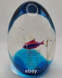 Signed Elio Raffaeli Oggetti Murano Pink Fish Aquarium Art Glass Paperweight 5