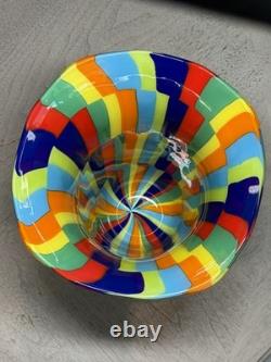 Signed Formentello Murano Art Glass Vase Murrine Rainbow Hand Blown Italy