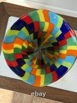 Signed Formentello Murano Art Glass Vase Murrine Rainbow Hand Blown Italy