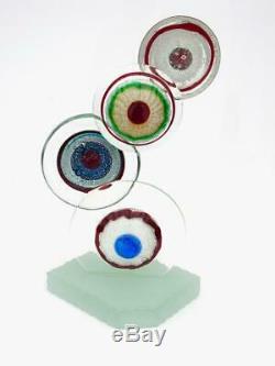 Signed Giant 8.1kg Murano Art Glass Abstract Eyes Sculpture Allessandro Barbaro