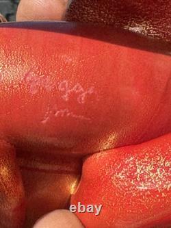 Signed Labeled Franco Moretti Murano Lucky Elephant Gold And Red 75 X 5 G2U