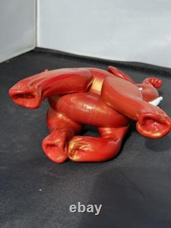 Signed Labeled Franco Moretti Murano Lucky Elephant Gold And Red 75 X 5 G2U