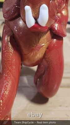 Signed Labeled Franco Moretti Murano Lucky Elephant Gold And Red 75 X 5 G2U