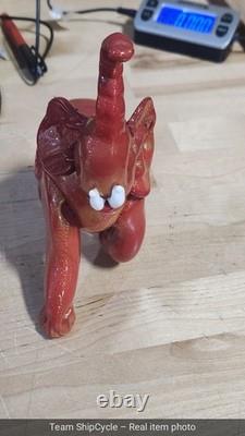 Signed Labeled Franco Moretti Murano Lucky Elephant Gold And Red 75 X 5 G2U