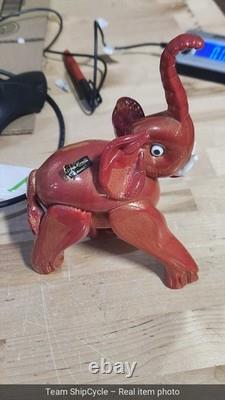 Signed Labeled Franco Moretti Murano Lucky Elephant Gold And Red 75 X 5 G2U