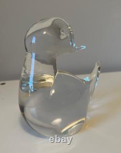 Signed Licio Zanetti Hand Blown Clear Murano Glass Duck 4.5Lx3Wx5.5H
