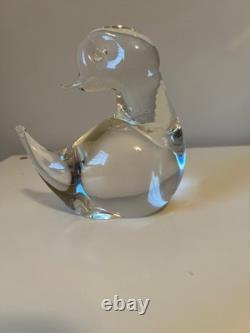 Signed Licio Zanetti Hand Blown Clear Murano Glass Duck 4.5Lx3Wx5.5H