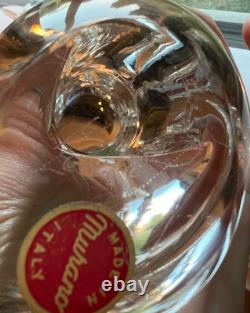 Signed Licio Zanetti Hand Blown Clear Murano Glass Duck 4.5Lx3Wx5.5H