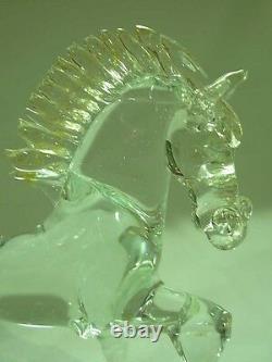 Signed Luciano Mosi Gold Fleck Murano Venetian Art Glass Prancing Horse Figurine