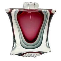 Signed Luigi Onesto Murano Sommerso Glass Decanter with Stopper Hand-Blown Glass