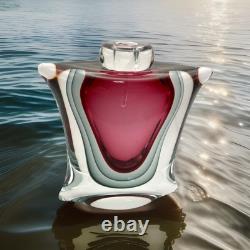 Signed Luigi Onesto Murano Sommerso Glass Decanter with Stopper Hand-Blown Glass