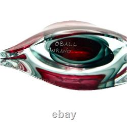 Signed Luigi Onesto Murano Sommerso Glass Decanter with Stopper Hand-Blown Glass
