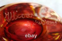 Signed MURANO Hand Blown Art Glass Fish Tail Sommerso Vase Giuliano Mian LABEL