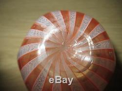 Signed Murano Venini Glass Fazzoletto Handkerchief Zanfirico Orange White Vase