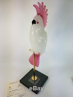 Signed PINO SIGNORETTO Murano Blown Glass Sculpture Parrot Cockatoo Fontanina 89