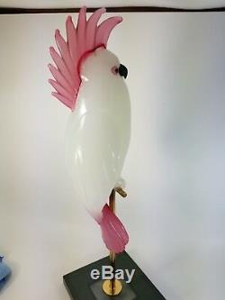 Signed PINO SIGNORETTO Murano Blown Glass Sculpture Parrot Cockatoo Fontanina 89