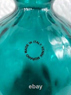 Signed VENINI Murano Italian Art Glass Aquamarine Blue 6 Vase 2001