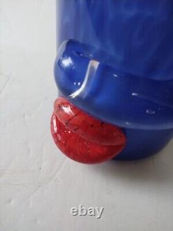 Signed Venetian Murano Hand Blown Glass Picasso Face Vase