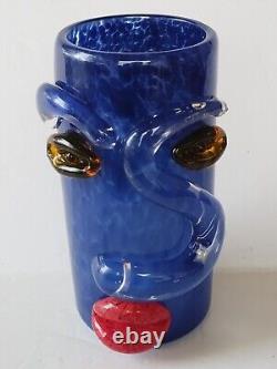 Signed Venetian Murano Hand Blown Glass Picasso Face Vase